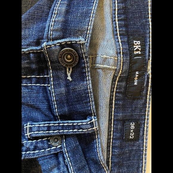 BKE “Mason” Distressed Stretch Tapered Denim Jeans SZ 36X32 MENS - Picture 7 of 9